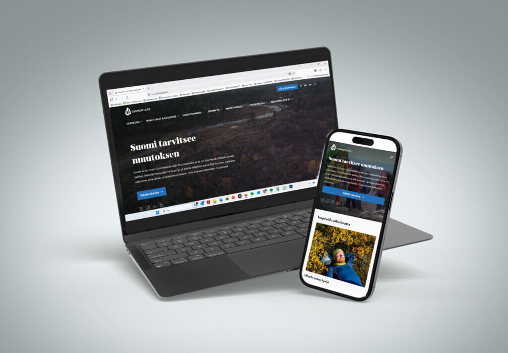 Mock up, Suomen Ladun uudet kotisivut